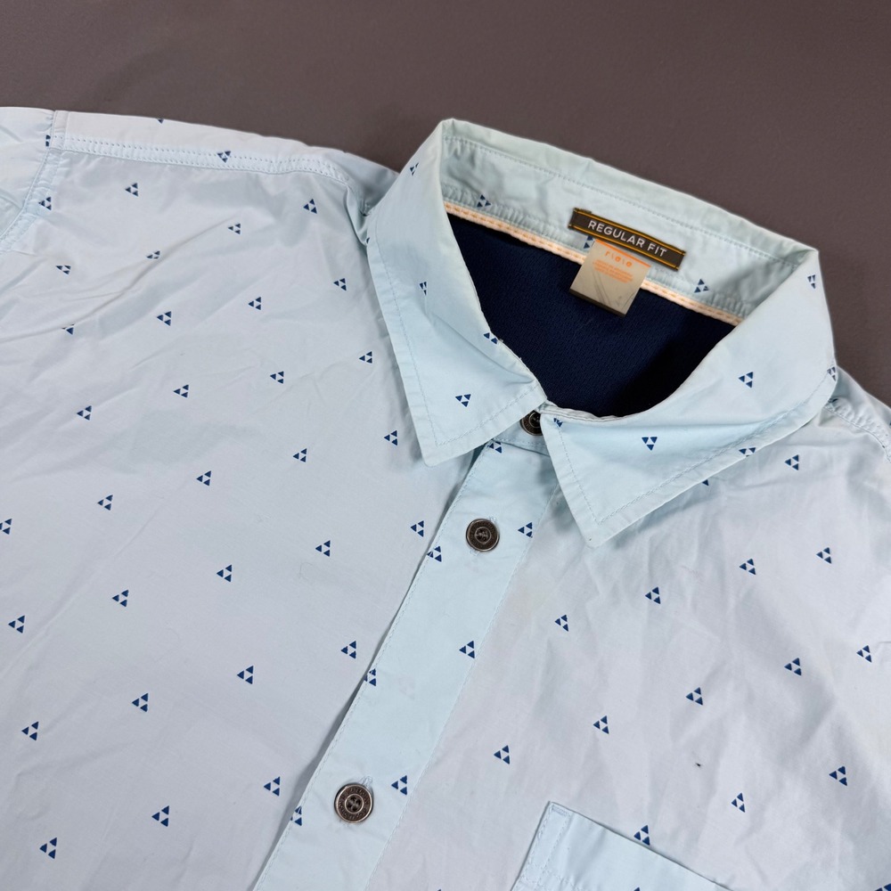 Quiksilver Waterman Collection Mens Large Blue Triangle Print Button Down Shirt